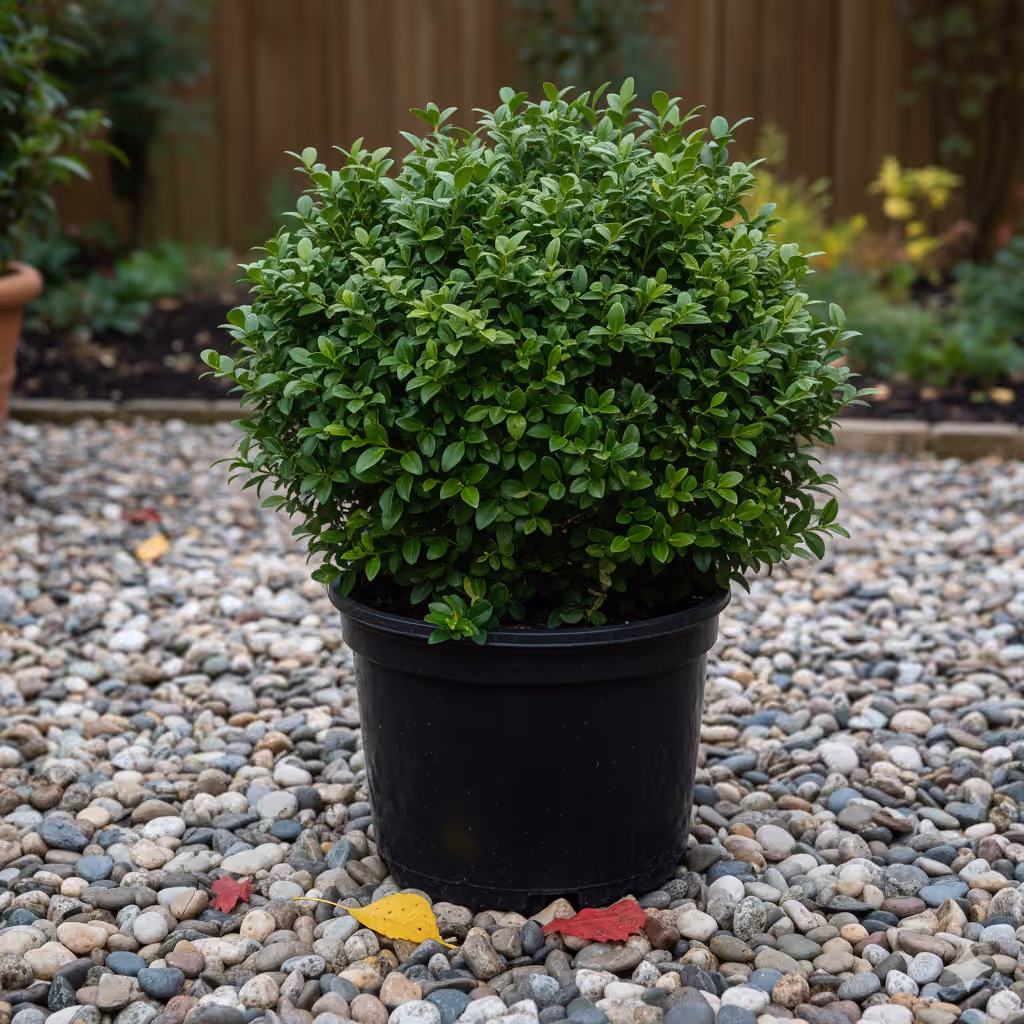 Buxus tuns rotund, în ghiveci